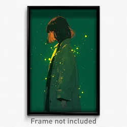 Art Poster - Fireflies Feeling Numb Wearing Diminutive Green Coat
