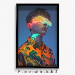 Art Poster - Boy Feeling Suspense Wearing Pricey Tented Shirt (Print)