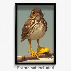 Art Poster - Buttonquail Feeling Vigilance Wearing Juvenile Yellow Footwear
