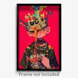 Art Poster - Boy Feeling Reluctant Wearing Grand Crown (Print)