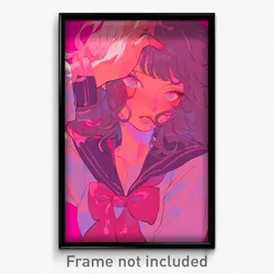 Art Poster - Girl Feeling Numb Wearing Upbeat Pink Sailor Collar (Print)