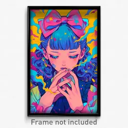 Anime Art Poster - Woman Feeling Humility Wearing Grand Hair Bow (Print)