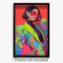 Art Poster - Girl Feeling Exasperated Wearing Superb Suit Jacket (Print)