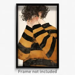 Anime Art Poster - Man Feeling Dumbstruck Wearing Steel Striped Sweater (Print)