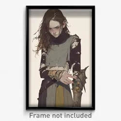 Art Poster - Girl Feeling Resignation Wearing Well Off Torn Sleeves (Print)