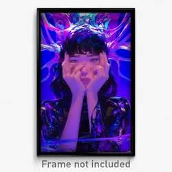 Art Poster - Woman Feeling Disappointment Wearing Reflecting Purple Ves (Print)