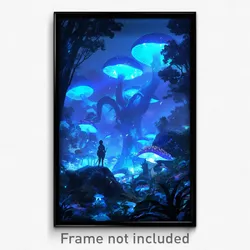 Art Poster - A Mystical Forest With Glowing Mushrooms