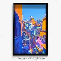 Art Poster - Made Up American Town (Psychedelic Trippy Weird 11x17 Print)