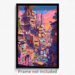 Art Poster - International Shantytown (Psychedelic Trippy Weird 11x17 Print)