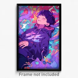 Anime Art Poster - Boy Feeling Bliss Wearing Luxurious Purple Hoodie (Print)