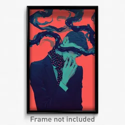 Art Poster - Man Feeling Apathy Wearing Fantastic Polka Dot Ribbon (Print)