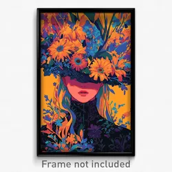 Art Poster - Woman Feeling Persevering Wearing Marvelous Hat Flower (Print)