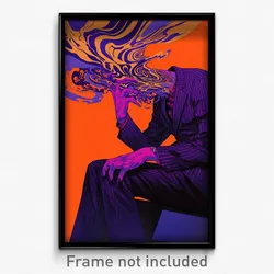 Art Poster - Man Feeling Powerless Wearing Posh Purple Bodysuit (Print)