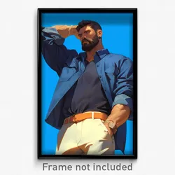 Anime Art Poster - Man Feeling Aggressive, Accomplished Blue Sleeves (Print)
