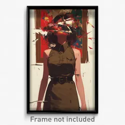 Art Poster - Girl Feeling Nostalgic Wearing Brown Cocktail Dress (Print)