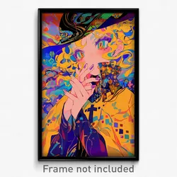 Anime Art Poster - Girl Feeling Joviality Wearing Silver Brown Cape (Print)