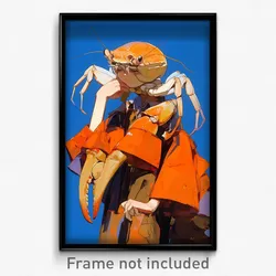 Art Poster - Crab Feeling Comfortable Wearing Nosy Orange Ribbon