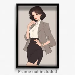 Art Poster - Woman Feeling Loopy Wearing Remarkable Business Suit (Print)