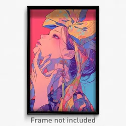 Anime Art Poster - Woman Feeling Thankful Wearing Superb Bow (Print)
