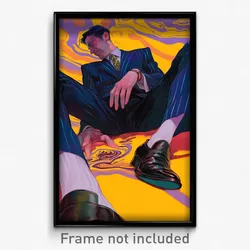Art Poster - Man Feeling Apathy Wearing Superb Striped Socks (Print)