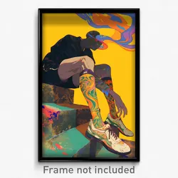 Art Poster - Man Feeling Pensiveness Wearing Livid Leg Warmers (Print)