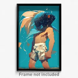 Art Poster - Siamese Fighting Fish Feeling Greed Wearing Penitent Shorts