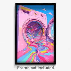 Art Poster - Vibrant Washing Machine (Psychedelic Trippy Weird 11x17 Print)