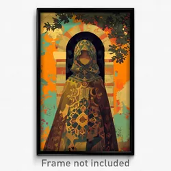 Art Poster - Woman Feeling Cynicism Wearing Idealistic Brown Capelet (Print)