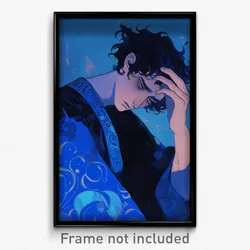 Art Poster - Boy Feeling Paranoid Wearing Blue Puffy Sleeves (Print)