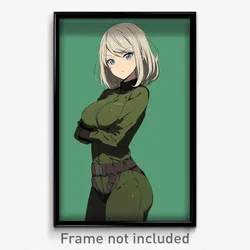 Anime Art Poster - Girl Feeling Calm Wearing Ragged Pilot Suit (Print)