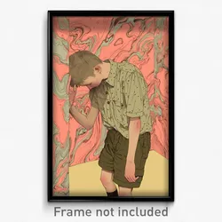 Art Poster - Man Feeling Claustrophobic Wearing Brown Green Shorts (Print)