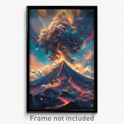 Art Poster - Insane Volcano (Psychedelic Trippy Weird 11x17 Print)