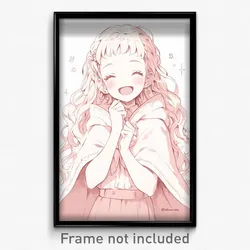 Anime Art Poster - Girl Feeling Delighted, Sparkling Collared Cape (Print)