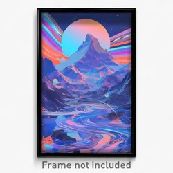 Art Poster - Gray Ridgeline (Psychedelic Trippy Weird 11x17 Print)