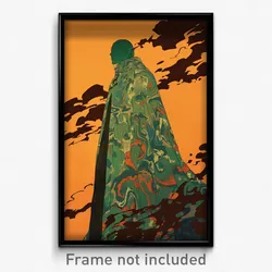 Anime Art Poster - Man Feeling Demoralized, Extra Large Green Cape (Print)