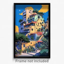 Art Poster - Tremendous Modern Architecture (Psychedelic Trippy Weird Print)