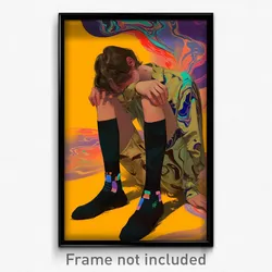 Art Poster - Boy Feeling Discombobulated Wearing Tremendous Black Socks (Print)