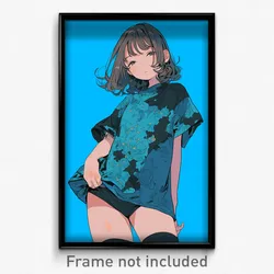 Anime Art Poster - Girl Feeling Humility Wearing Blue Print (Print)
