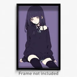 Anime Art Poster - Girl Feeling Gloomy Wearing Uneven Ribbed Legwear