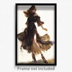 Art Poster - Woman Feeling Enchanted Wearing Genuine Ankle Strap (Print)