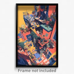 Art Poster - Cluttered Terrace (Psychedelic Trippy Weird 11x17 Print)