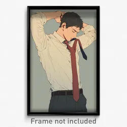 Anime Art Poster - Man Feeling Reluctant Wearing Humble Short Necktie (Print)
