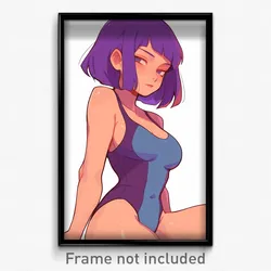 Art Poster - Yellow Tang Feeling Bewildered Wearing Mountainous Purple Leotard