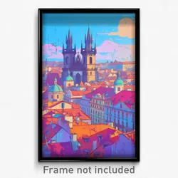 Art Poster - Glitchy Prague (Psychedelic Trippy Weird 11x17 Print)