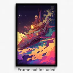 Art Poster - Fabulous Spaceship (Psychedelic Trippy Weird 11x17 Print)