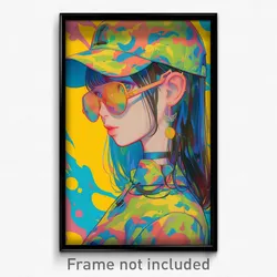 Art Poster - Girl Feeling Patience Wearing Precious Baseball Cap (Print)