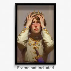 Art Poster - Man Feeling Amazement Wearing Bright Tiara (Print)