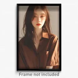 Anime Art Poster - Girl Feeling Mystified Wearing Stupendous Brown Shirt (Print)