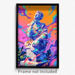 Art Poster - Striped Statue (Psychedelic Trippy Weird 11x17 Print)