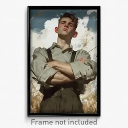 Art Poster - Man Feeling Pessimism Wearing Wiry Grey Sleeves (Print)